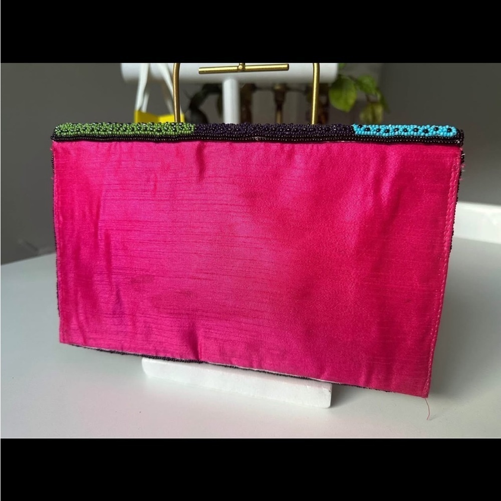 OMG! Pop Art style Beaded Clutch | neon colors | Hand Crafted | fun | kitschy - Picture 5 of 5